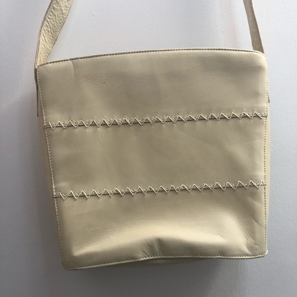 Bally ivory square lambskin leather crossbody bag